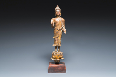 A Thai gilt bronze Buddha Shakyamuni in Lan Na-style, probably 16th C.