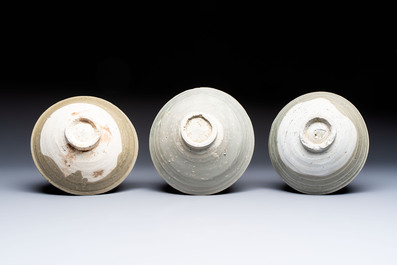 A group of ten Chinese celadon-glazed bowls with incised floral design from the Jepara shipwreck, Fujian kilns, Song