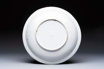 A blue and white Dutch Delft 'Julius Caesar' dish, after an engraving by Adriaen Collaert, early 18th C.