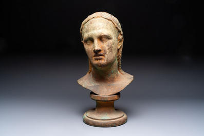 A cast iron bust after the antique, France, 20th C.