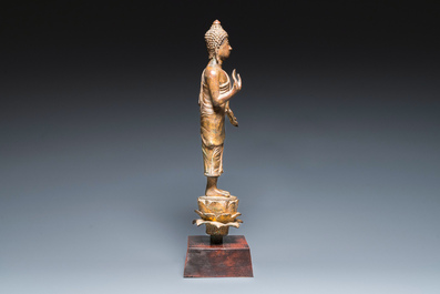 A Thai gilt bronze Buddha Shakyamuni in Lan Na-style, probably 16th C.