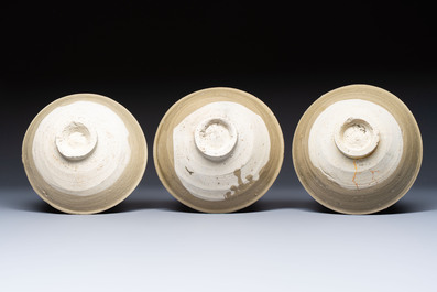 A group of nine Chinese celadon-glazed bowls with incised floral design from the Jepara shipwreck, Fujian kilns, Song