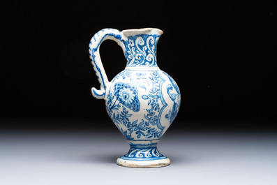 A rare blue and white Portuguese jug, dated 1630