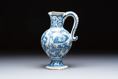 A rare blue and white Portuguese jug, dated 1630