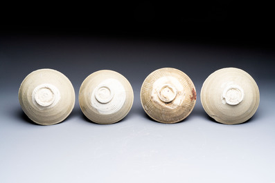 A group of ten Chinese celadon-glazed bowls with incised floral design from the Jepara shipwreck, Fujian kilns, Song