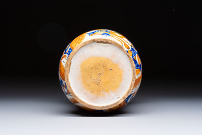 A large polychrome Italian maiolica 'Fortuna' albarello, Casteldurante or Pesaro, ca. 1580