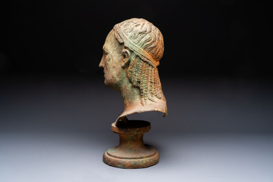 A cast iron bust after the antique, France, 20th C.