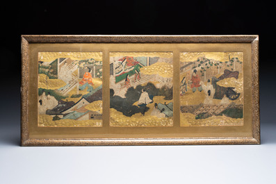 Tosa School and Japanese School: various scenes, ink, colour, and gold on paper, Edo/Meiji, 17/19th C.