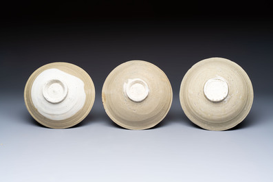 A group of nine Chinese celadon-glazed bowls with incised floral design from the Jepara shipwreck, Fujian kilns, Song