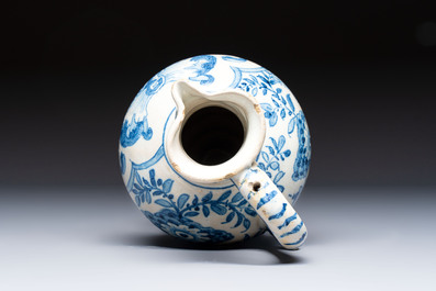 A rare blue and white Portuguese jug, dated 1630