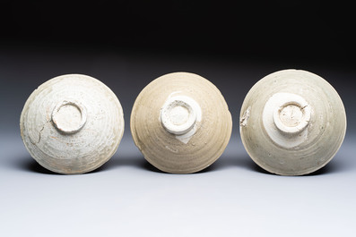 A group of ten Chinese celadon-glazed bowls with incised floral design from the Jepara shipwreck, Fujian kilns, Song