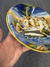 A fine Italian maiolica 'Triumph of the Sea Gods' dish, probably workshop of Orazio Fontana, Urbino, 3rd quarter 16th C.