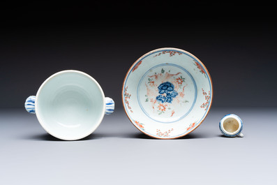 A group of Chinese and Japanese famille verte, blue and white wares, Kangxi and later