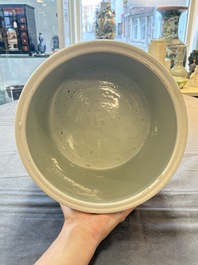 A large Chinese blue and white 'Ba Xian Zhu Shou 八仙祝壽&lsquo; tripod censer, 19th C.