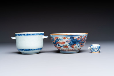 A group of Chinese and Japanese famille verte, blue and white wares, Kangxi and later
