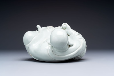 A fine Chinese white-glazed Milefo Buddha, 19th C.