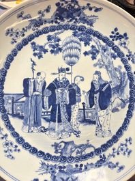 A Chinese blue and white 'Sanxing' dish for the Vietnamese market, Kangxi mark, 19th C.