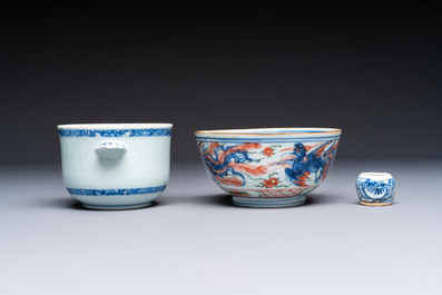 A group of Chinese and Japanese famille verte, blue and white wares, Kangxi and later