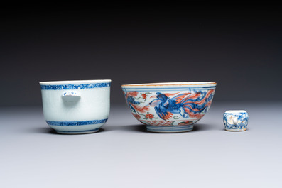A group of Chinese and Japanese famille verte, blue and white wares, Kangxi and later