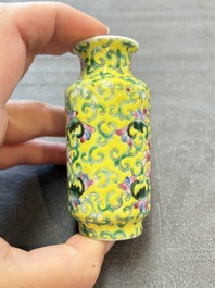 Four Chinese snuff bottles and three vases, 19th C.