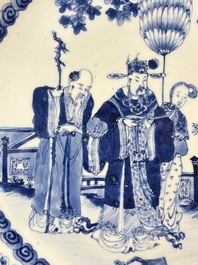 A Chinese blue and white 'Sanxing' dish for the Vietnamese market, Kangxi mark, 19th C.