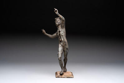 A bronze 'Grand Tour' figure of 'The Dancing Faun of Pompeii', Italy, 19th C.