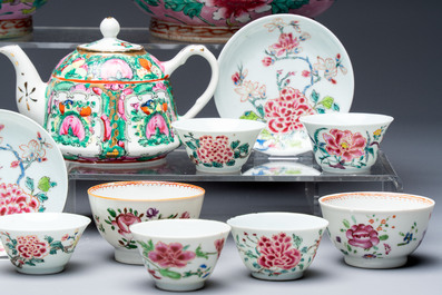 A collection of 28 Chinese famille rose wares, 18th C. and later