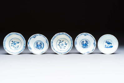16 Chinese blue and white cups and 24 saucers, various marks, Kangxi and later