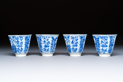 16 Chinese blue and white cups and 24 saucers, various marks, Kangxi and later