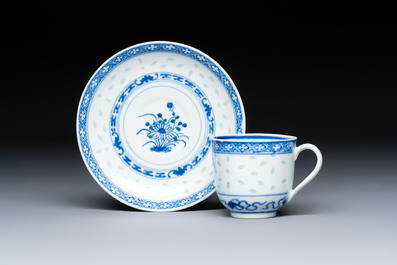 16 Chinese blue and white cups and 24 saucers, various marks, Kangxi and later