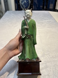 Two Chinese sancai-glazed figures, 19th C.