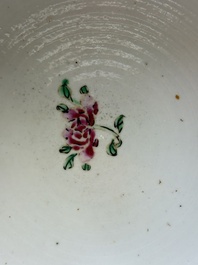 A Chinese famille rose &lsquo;Crane in a Garden&rsquo; tureen and cover, Qianlong