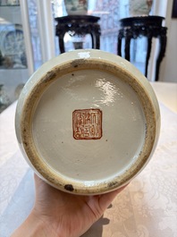 A fine Chinese famille rose 'Ode to the Red Cliff' vase, Hongwu mark, Daoguang