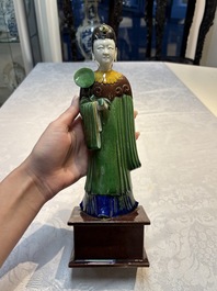Two Chinese sancai-glazed figures, 19th C.