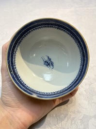 A set of 12 Chinese blue and white 'Landscape' bowls and saucers, Qianlong/Jiaqing
