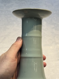 A Chinese Longquan celadon bottle vase, Song/Yuan