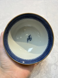 A set of 12 Chinese blue and white 'Landscape' bowls and saucers, Qianlong/Jiaqing