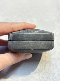 A Chinese carved black pottery 'Mythical Animal' box and cover, Yuan/Ming