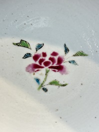A Chinese famille rose &lsquo;Crane in a Garden&rsquo; tureen and cover, Qianlong