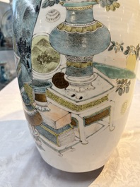 A Chinese famille rose 'Antiquities&rsquo; vase, signed Fang Jiazhen 方家珍, dated 1891