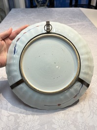Two Chinese Imari-style plates and a dish with figural design, Kangxi