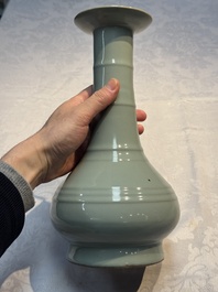 A Chinese Longquan celadon bottle vase, Song/Yuan