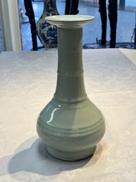 A Chinese Longquan celadon bottle vase, Song/Yuan