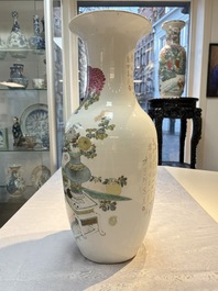 A Chinese famille rose 'Antiquities&rsquo; vase, signed Fang Jiazhen 方家珍, dated 1891