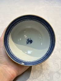 A set of 12 Chinese blue and white 'Landscape' bowls and saucers, Qianlong/Jiaqing