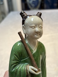 Two Chinese sancai-glazed figures, 19th C.