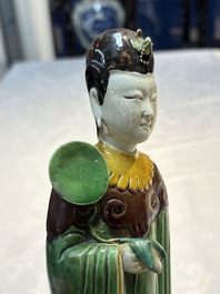 Two Chinese sancai-glazed figures, 19th C.