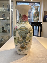 A Chinese famille rose 'Antiquities&rsquo; vase, signed Fang Jiazhen 方家珍, dated 1891