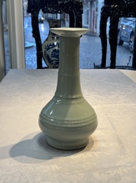 A Chinese Longquan celadon bottle vase, Song/Yuan