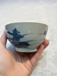 A set of 12 Chinese blue and white 'Landscape' bowls and saucers, Qianlong/Jiaqing